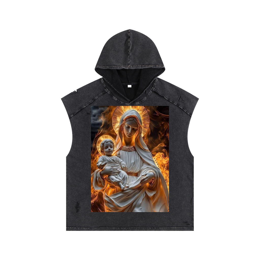 Snow Washed Boxy Hooded Tank Top