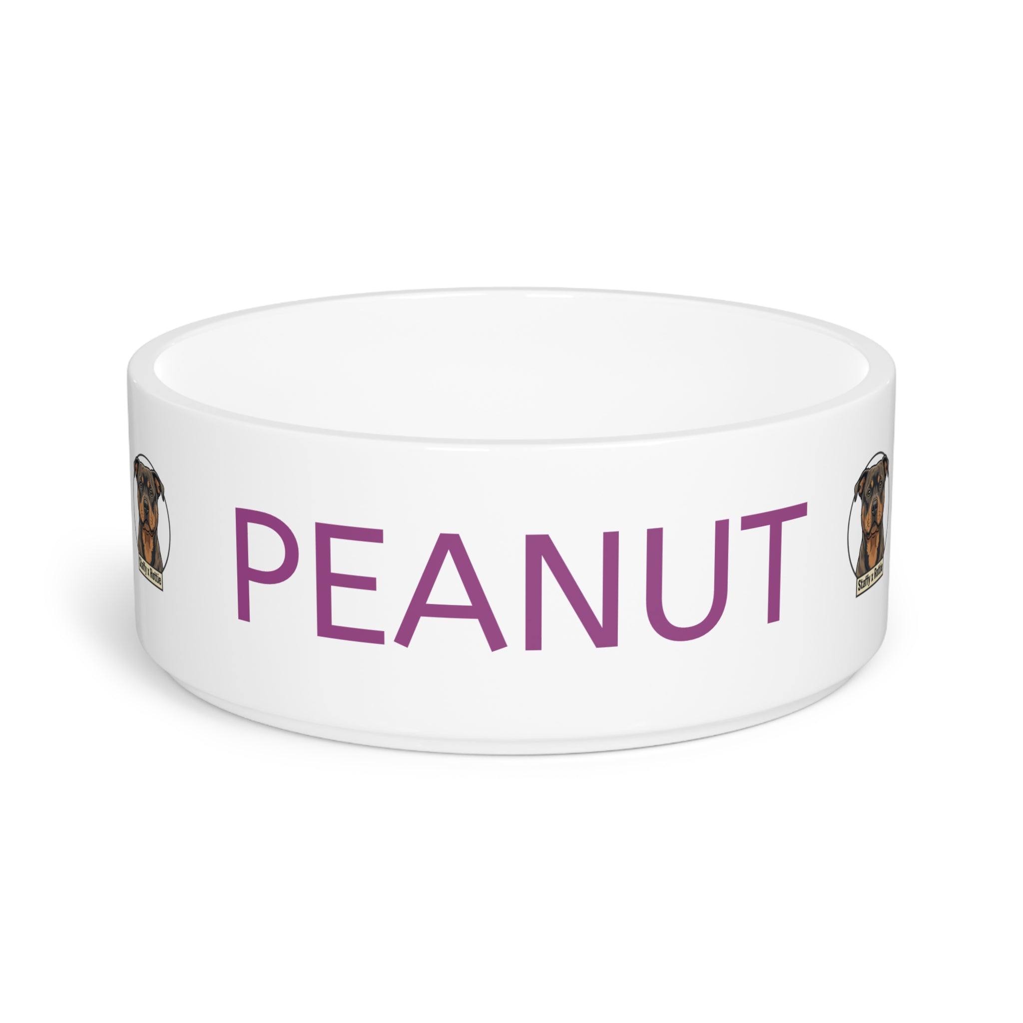 Personalized Pet Bowl — Custom Name Dog Food & Water Dish (Peanut)